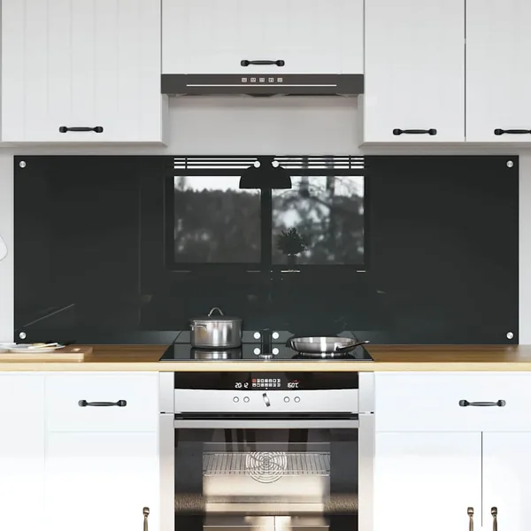 Crédence de cuisine 2 pcs Gris foncé 80 x 60 cm verre trempé