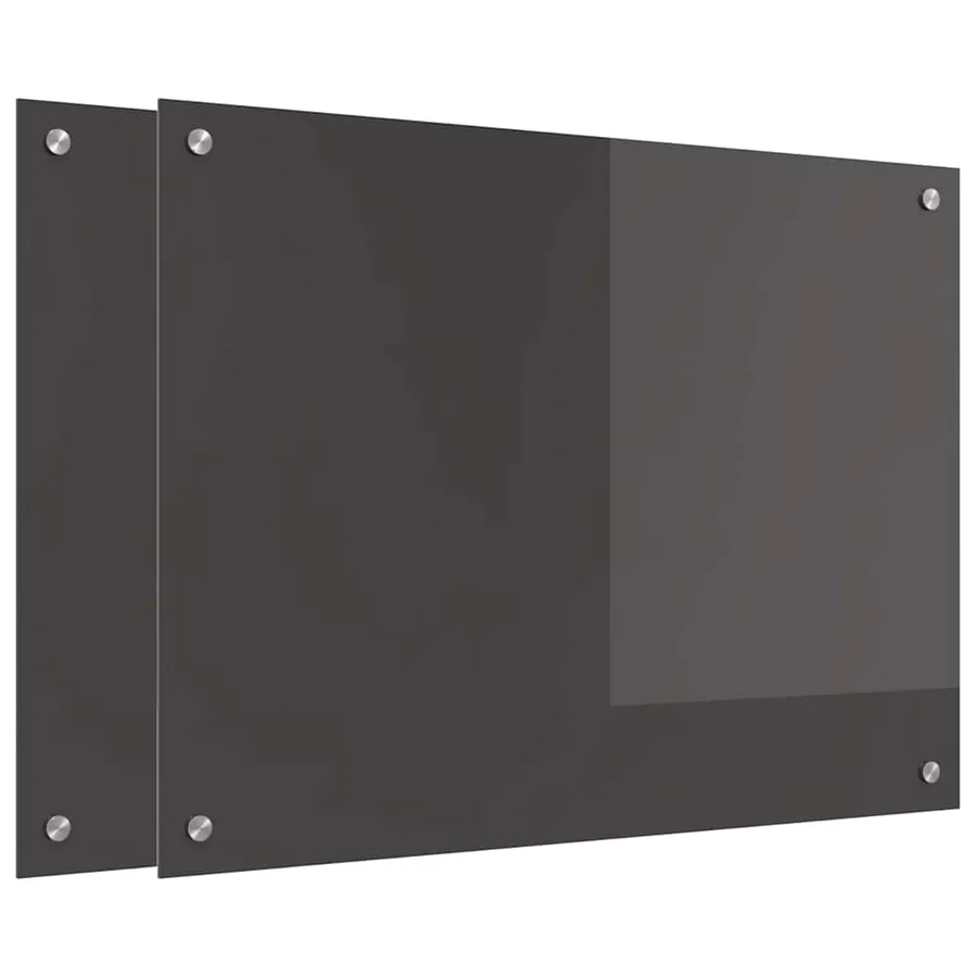 Crédence de cuisine 2 pcs Gris foncé 80 x 60 cm verre trempé - 2