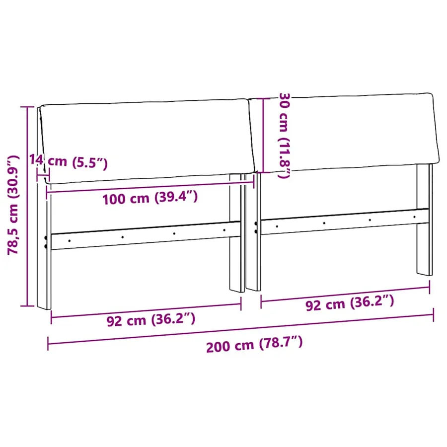 Tête de lit capitonnée Gris clair 200 cm Pin massif - 11