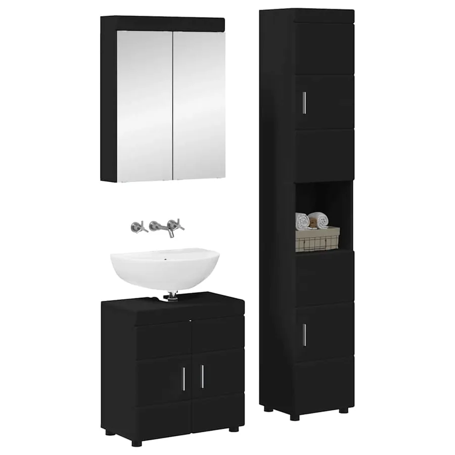 Ensemble de mobilier de salle de bain TULUM 3 pcs Noir - 2