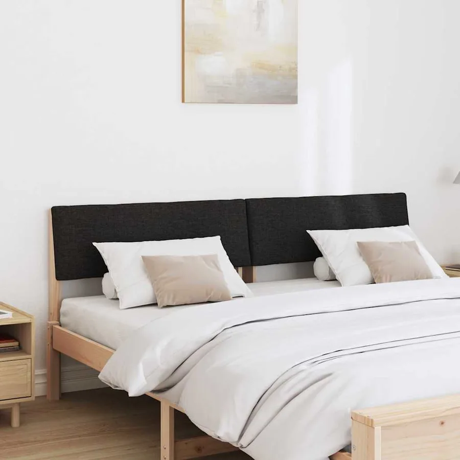 Tête de lit capitonnée Noir 200 cm Pin massif - 3