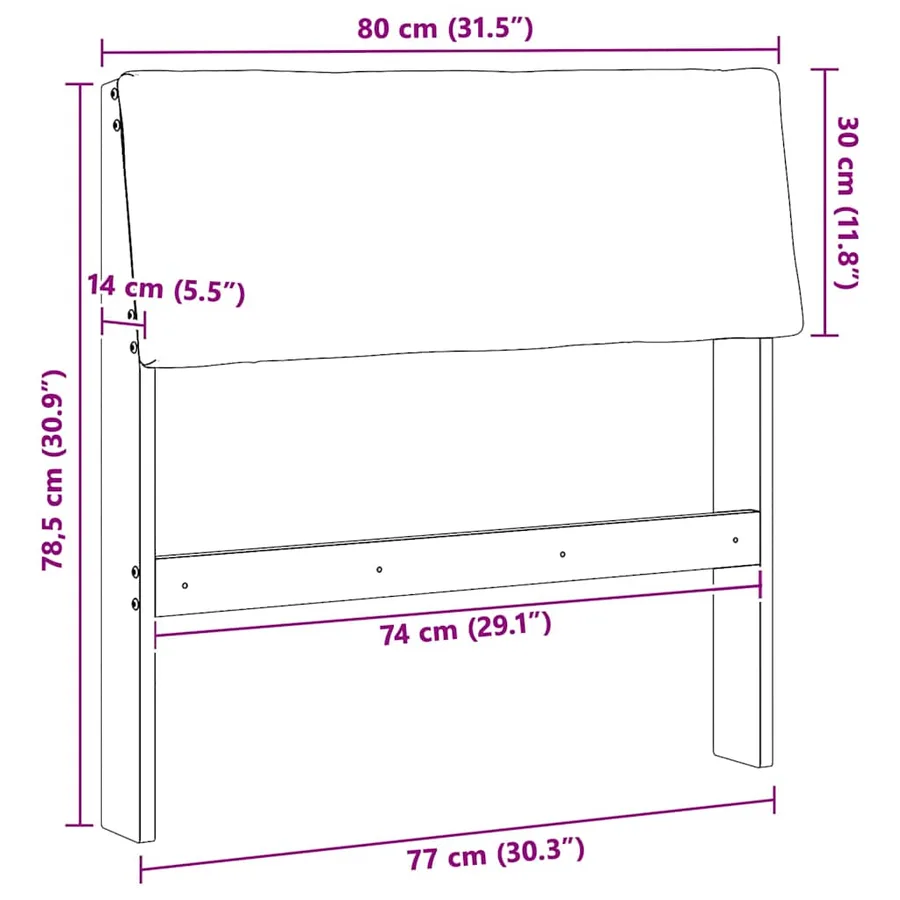 Tête de lit capitonnée Gris clair 80 cm Pin massif - 11