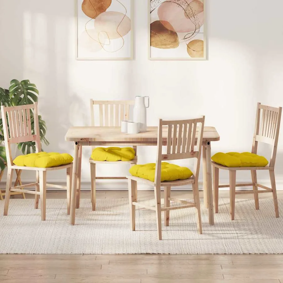 Coussins de siège 4 pcs Jaune clair 40 x 40 x 12 cm tissu
