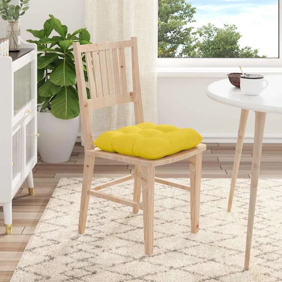 Coussins de siège 4 pcs Jaune clair 40 x 40 x 12 cm tissu - 4