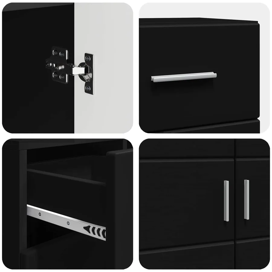 Cabinet en Bois Noir 88,5 x 30,5 x 73 cm Bois d'ingénierie - 9