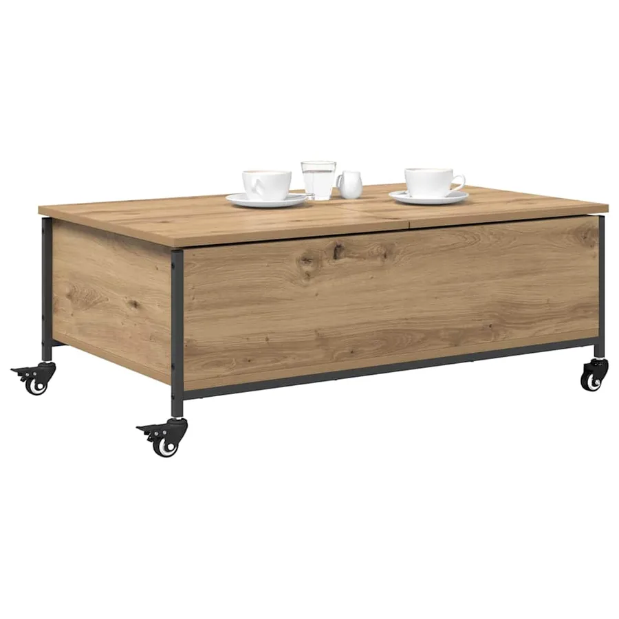 Table basse Chêne artisanal 91 x 55 x 32 cm Bois d'ingénierie - 3