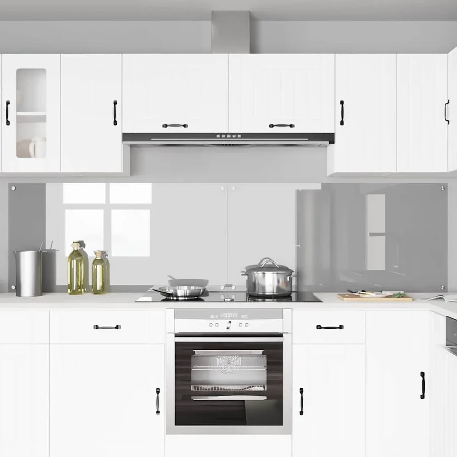 Crédence de cuisine 2 pcs Gris clair 120 x 60 cm verre trempé - 3