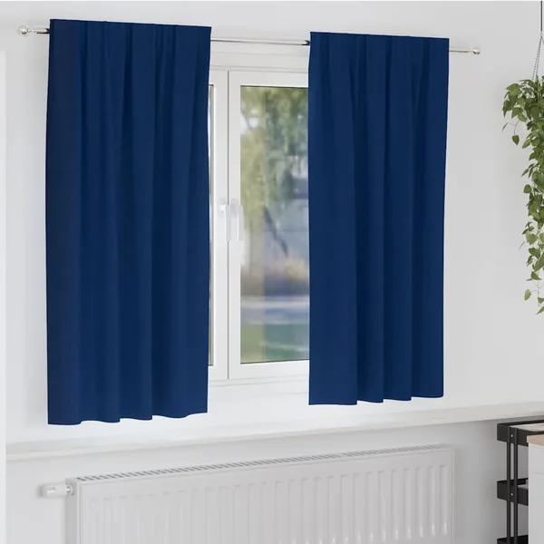 Rideaux occultants avec anneaux 2 pcs Bleu foncé 175 x 140 cm