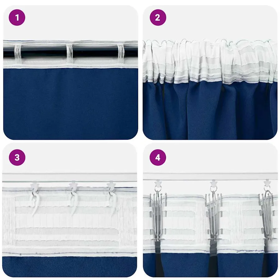 Rideaux occultants avec anneaux 2 pcs Bleu foncé 175 x 140 cm - 7