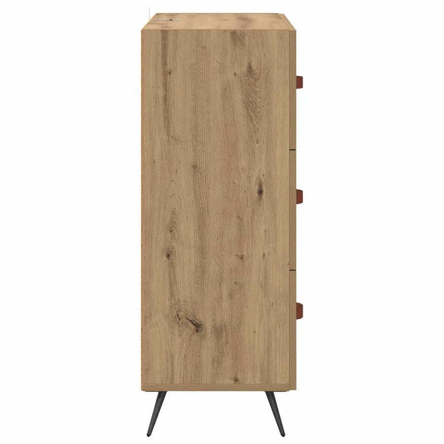 Commode 3-Tiroir Chêne Artisanal 69,5 x 34 x 90 cm - 7