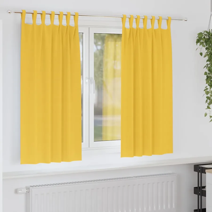 Rideaux occultants avec anneaux 2 pcs Jaune moutarde