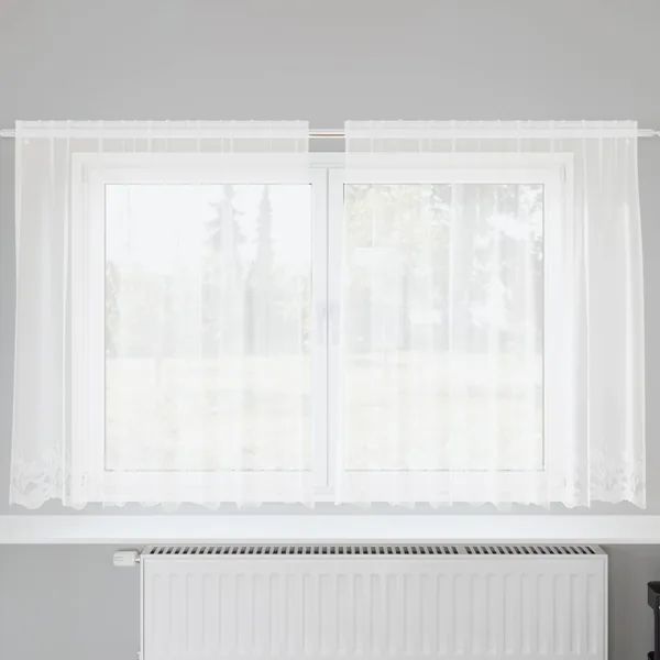 Rideau en Dentelle Floral Blanc 140 x 200 cm Polyester