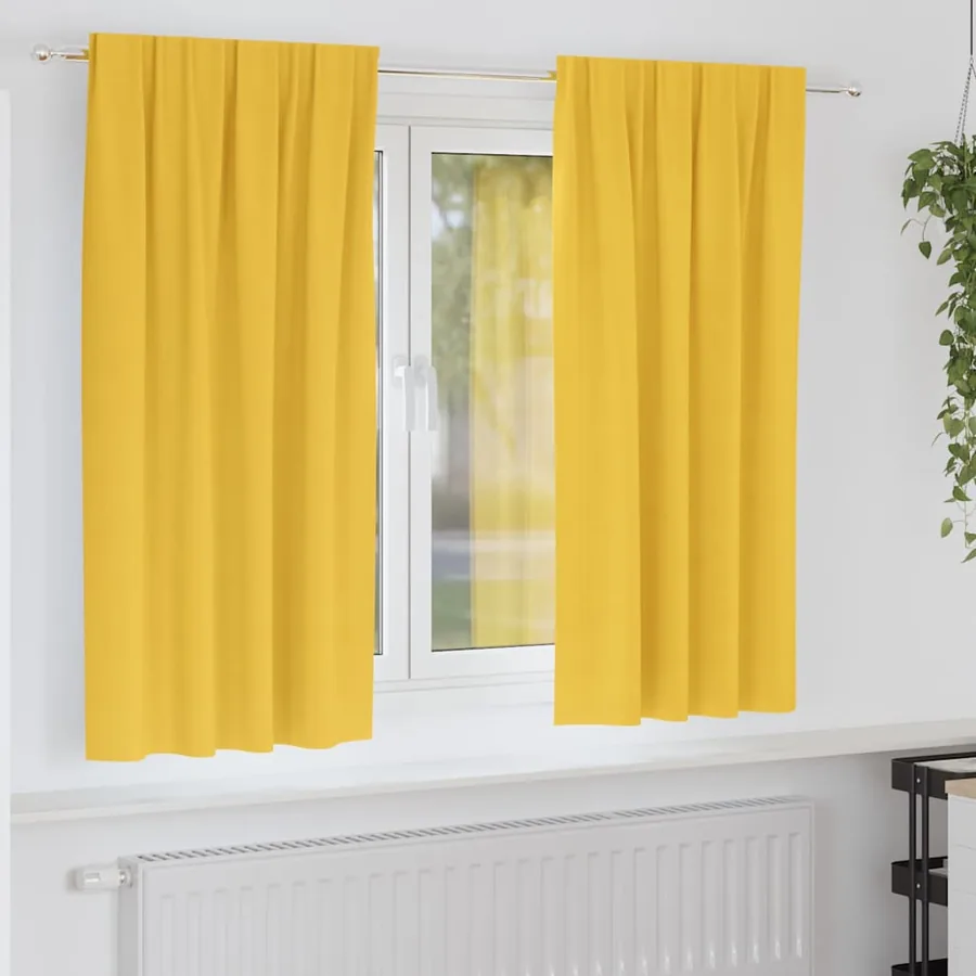 Rideaux occultants avec anneaux 2 pcs Jaune moutarde