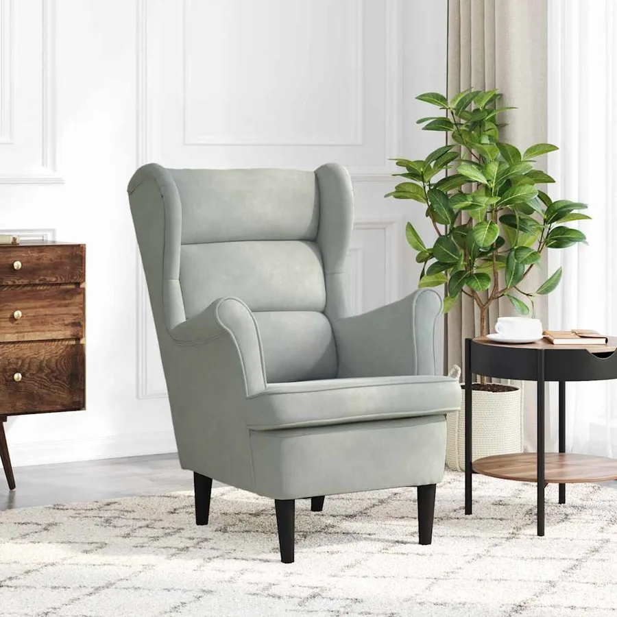 fauteuil Gris clair Velours - 3