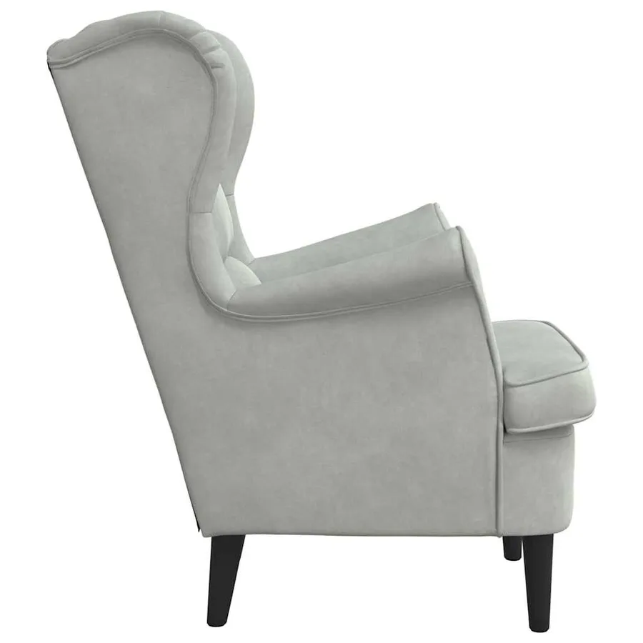 fauteuil Gris clair Velours - 5