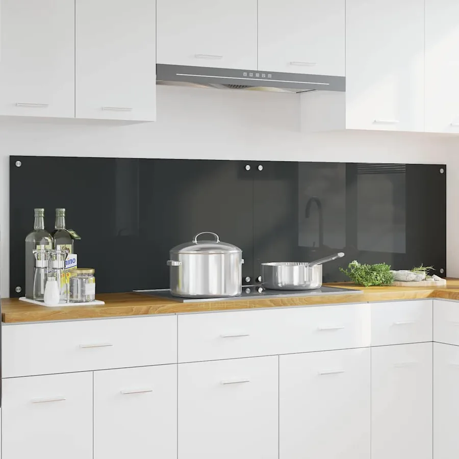 Crédence de cuisine 2 pcs Gris foncé 100 x 50 cm verre trempé