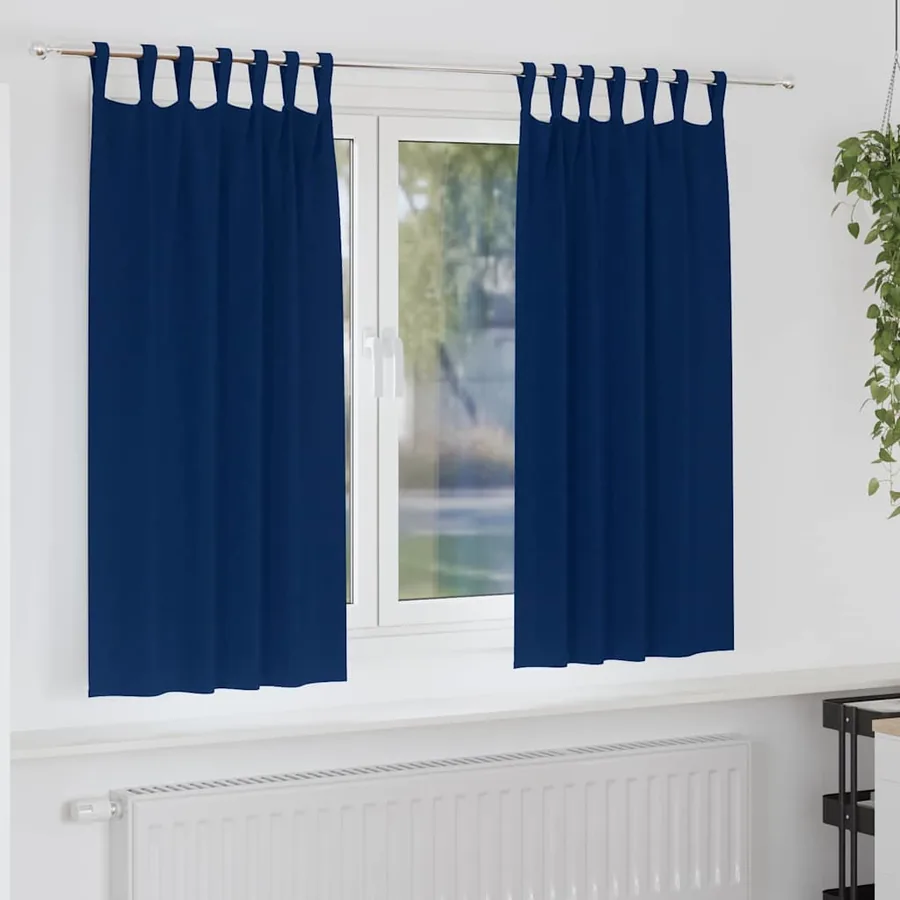 Rideaux occultants avec anneaux 2 pcs Bleu foncé 175 x 140 cm