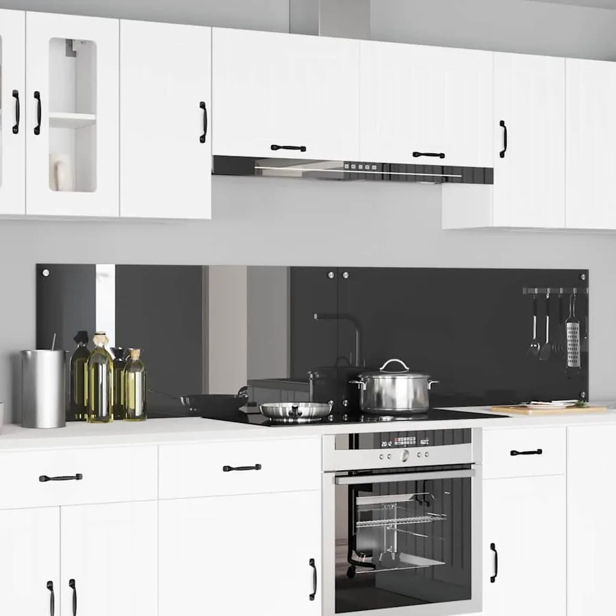 Crédence de cuisine 2 pcs Gris foncé 110 x 50 cm verre trempé