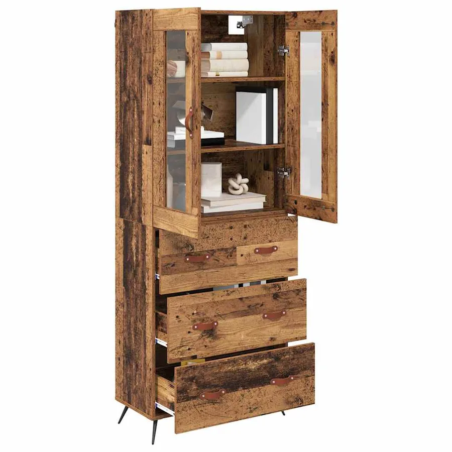 Buffet avec étagère 2 pcs Bois ancien Bois d'ingénierie - 3