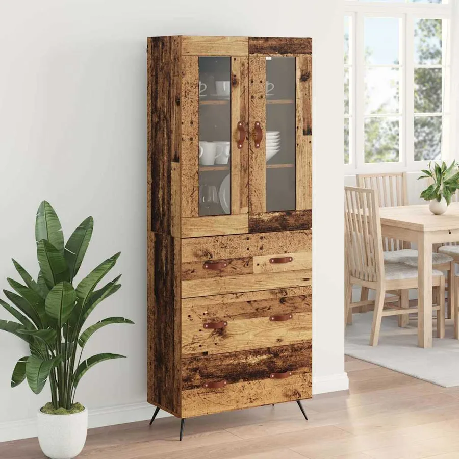 Buffet avec étagère 2 pcs Bois ancien Bois d'ingénierie - 4