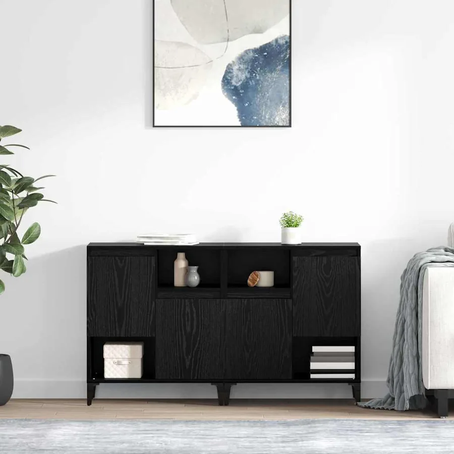 Buffets 2 pcs Chêne noir 60 x 35 x 70 cm Bois d'ingénierie