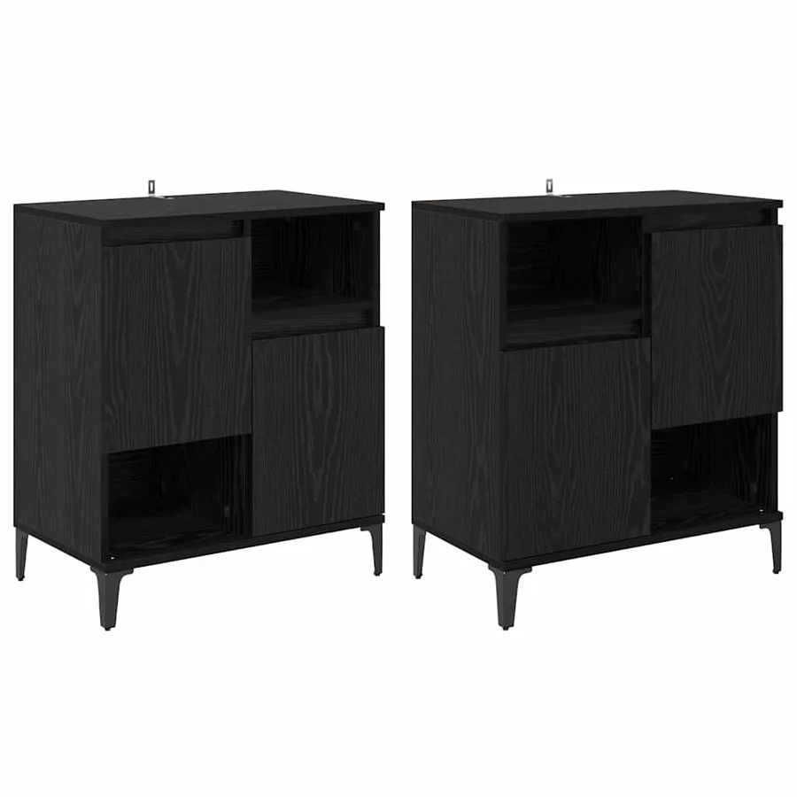 Buffets 2 pcs Chêne noir 60 x 35 x 70 cm Bois d'ingénierie - 2