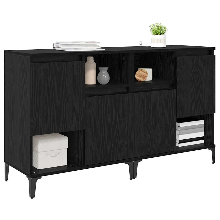 Buffets 2 pcs Chêne noir 60 x 35 x 70 cm Bois d'ingénierie - 3
