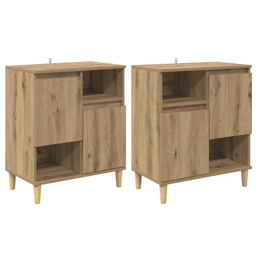 Buffets 2 pcs Chêne artisanal 60 x 35 x 70 cm Bois d'ingénierie - 2