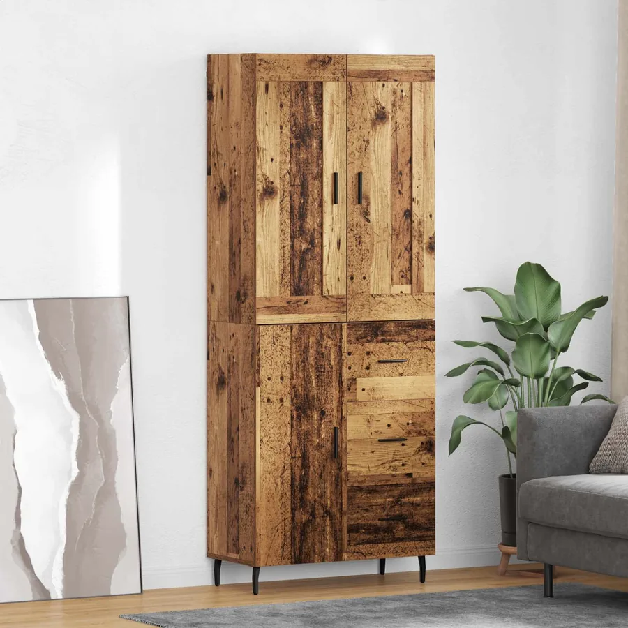 Haut Armoire avec tiroir 2 pcs Bois ancien Bois d'ingénierie