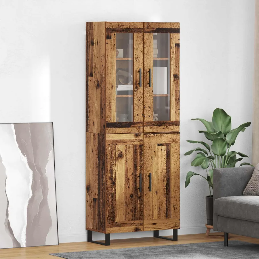Haut Armoire 2 pcs Bois Ancien Bois d'ingénierie