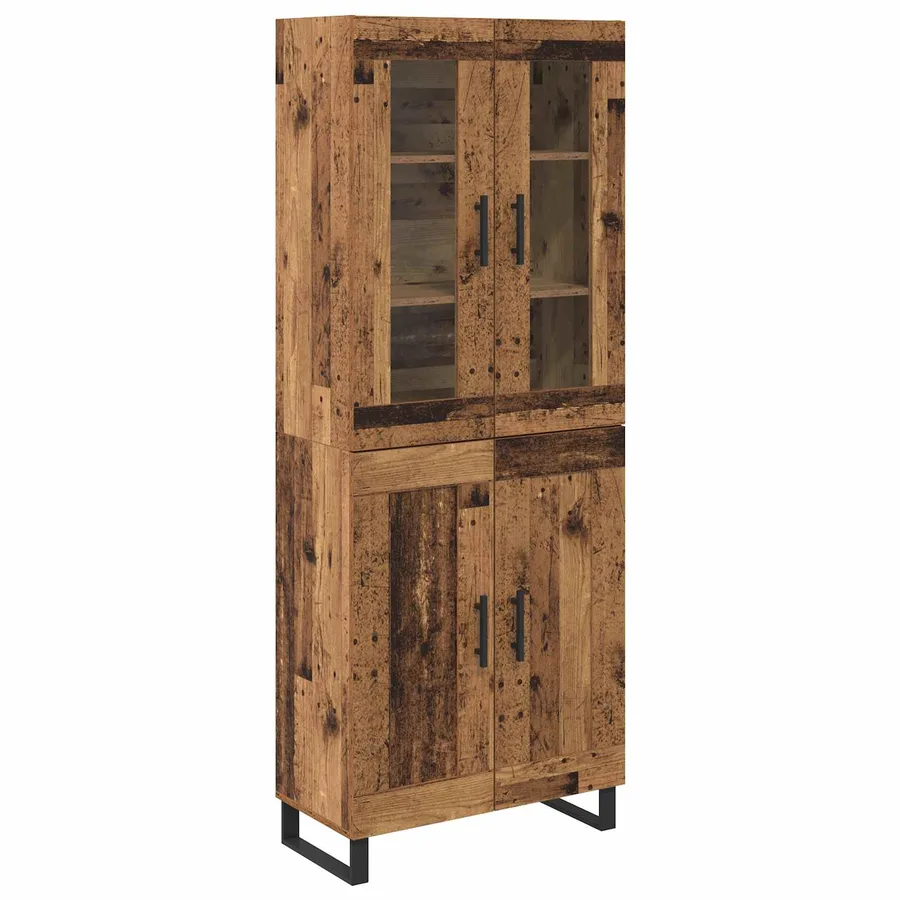 Haut Armoire 2 pcs Bois Ancien Bois d'ingénierie - 2