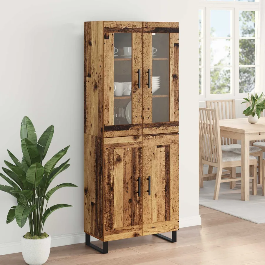 Haut Armoire 2 pcs Bois Ancien Bois d'ingénierie - 4