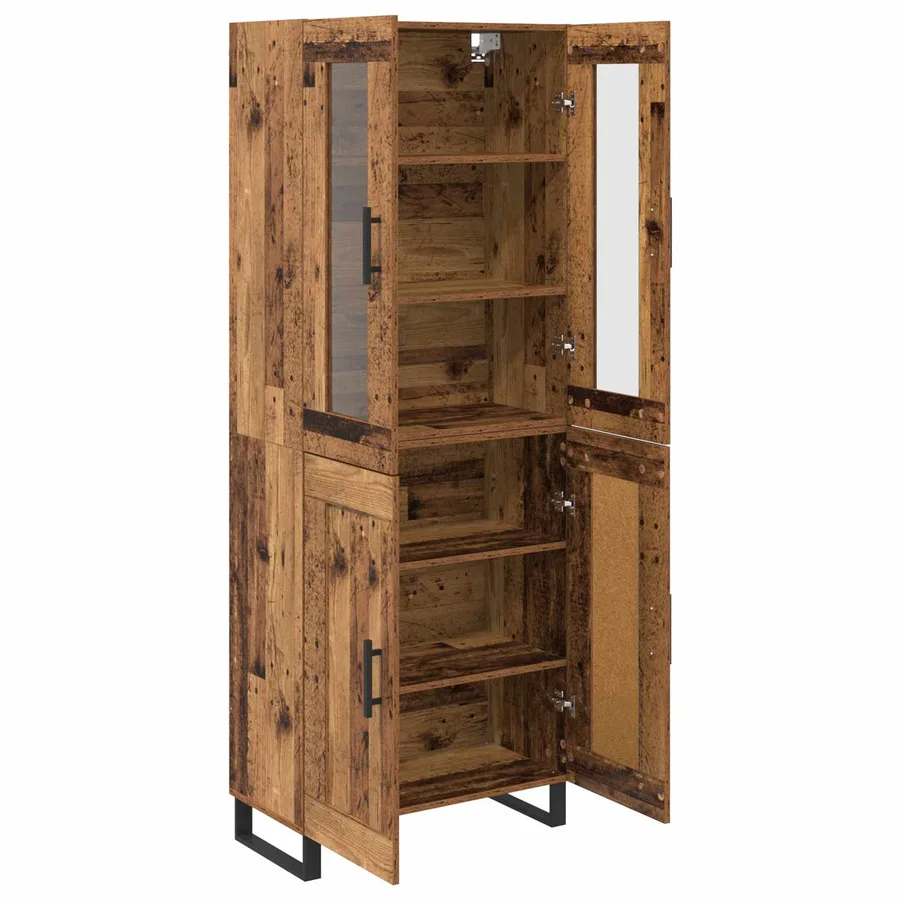 Haut Armoire 2 pcs Bois Ancien Bois d'ingénierie - 5