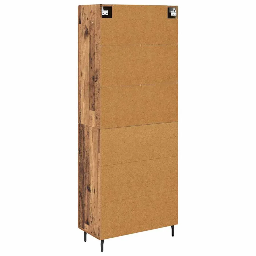 Haut Armoire 2 pcs Bois Ancien Bois Aggloméré et Verre - 8