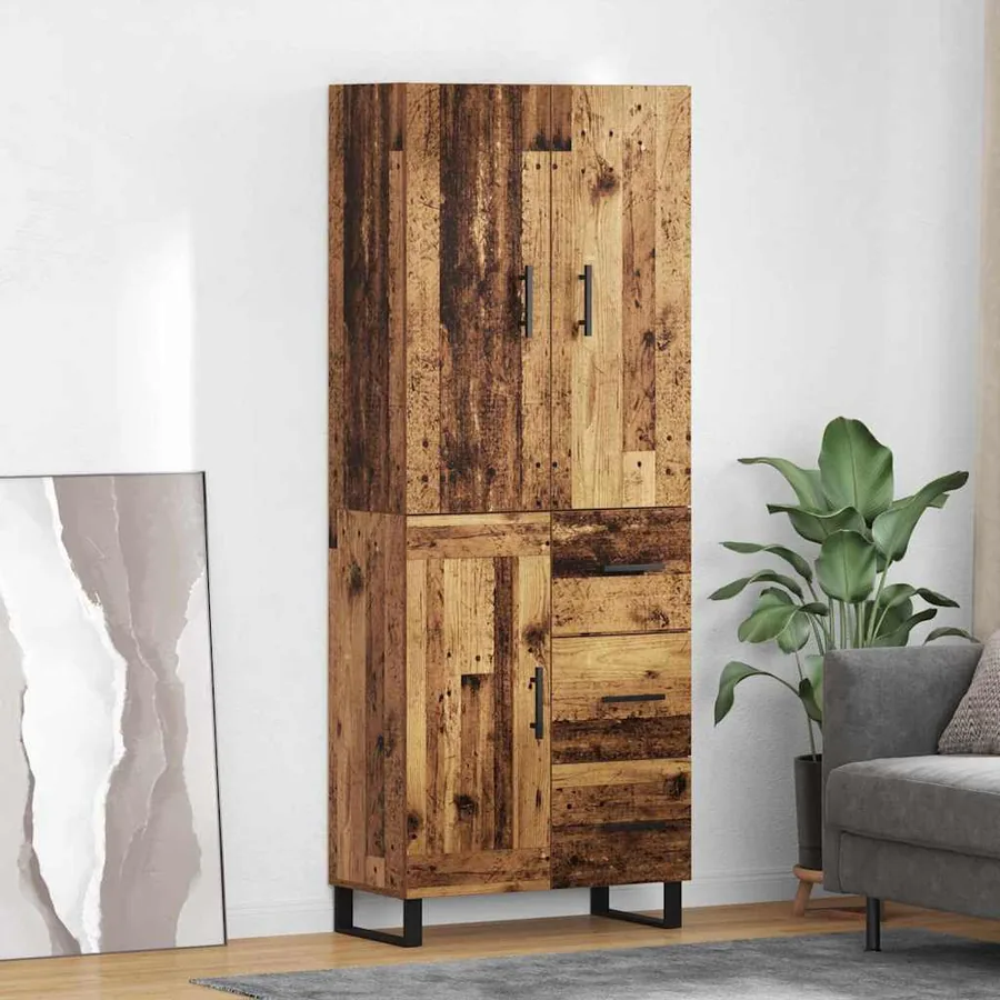 Haut Armoire avec tiroir 2 pcs Bois Ancien 69,5 x 34 x 180 cm