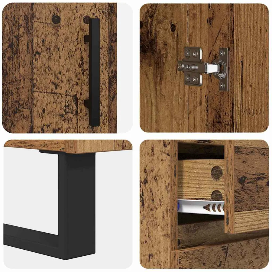 Haut Armoire avec tiroir 2 pcs Bois Ancien 69,5 x 34 x 180 cm - 11