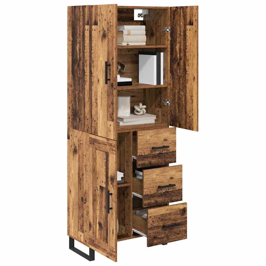 Haut Armoire avec tiroir 2 pcs Bois Ancien 69,5 x 34 x 180 cm - 3