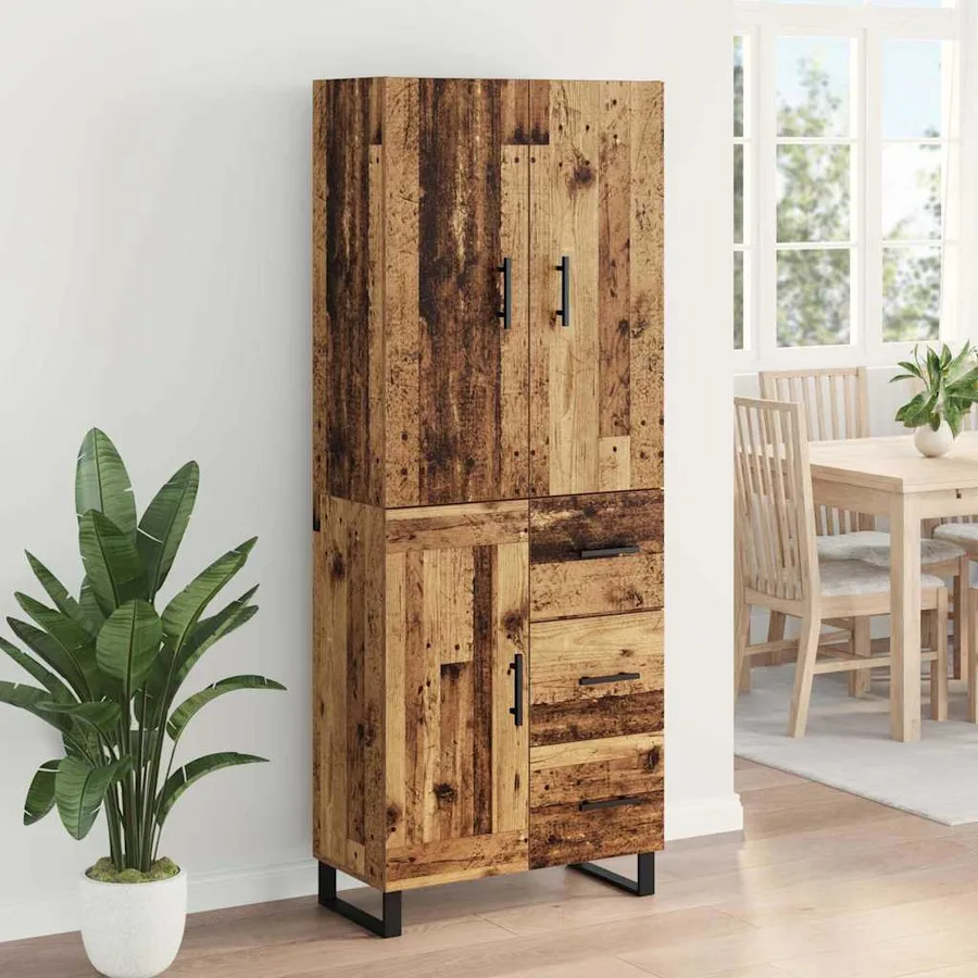 Haut Armoire avec tiroir 2 pcs Bois Ancien 69,5 x 34 x 180 cm - 4
