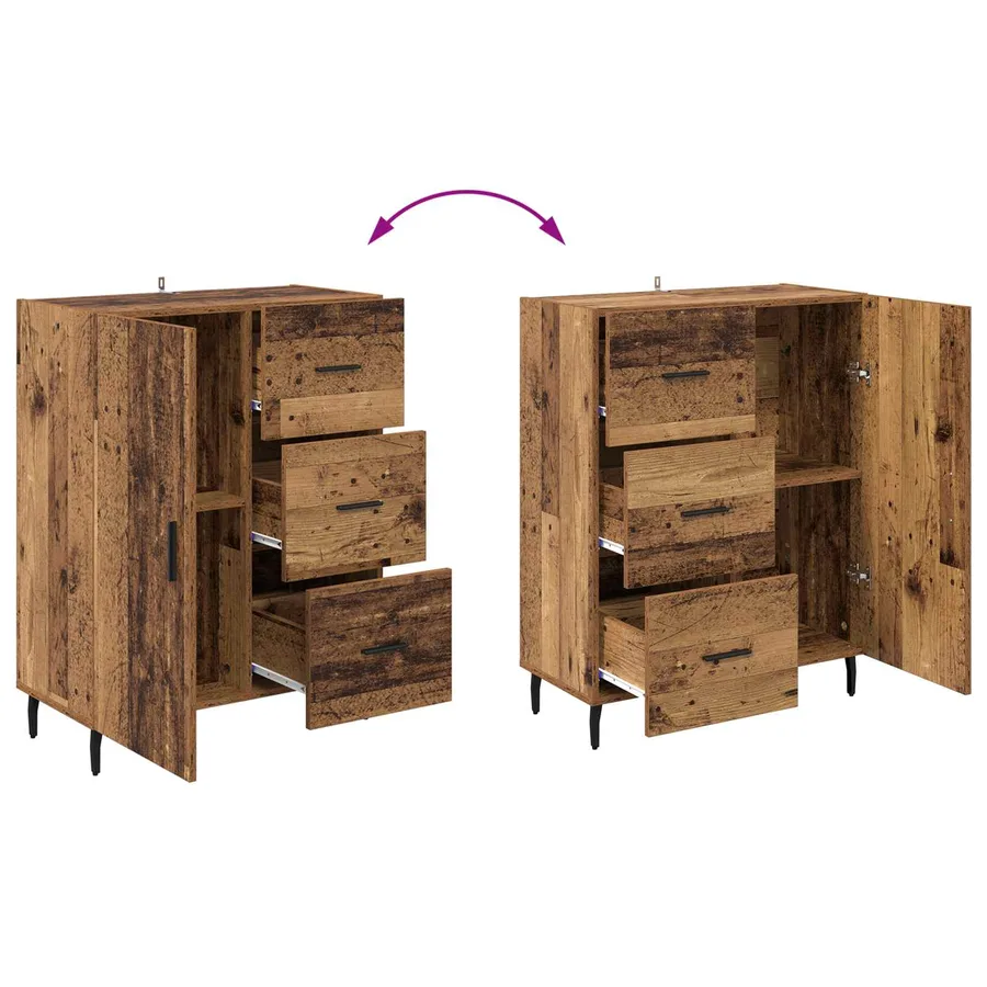 Haut Armoire avec tiroir 2 pcs Bois Ancien Bois d'ingénierie - 13