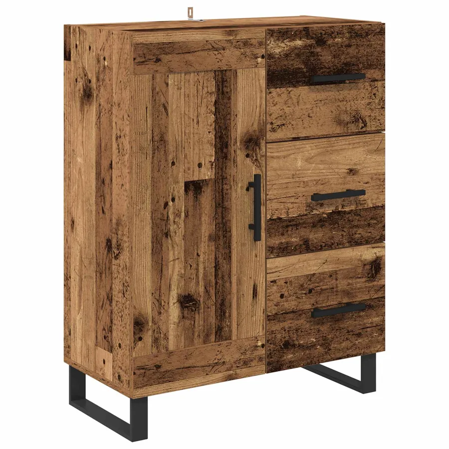 Haut Armoire avec tiroir 2 pcs Bois Ancien Bois d'ingénierie - 6