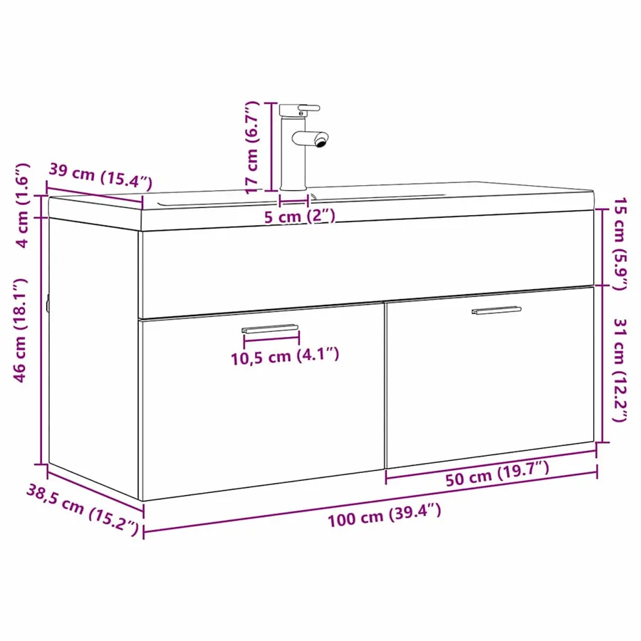 Armoire de salle de bain Bois ancien 100 x 38,5 x 46 cm - 12