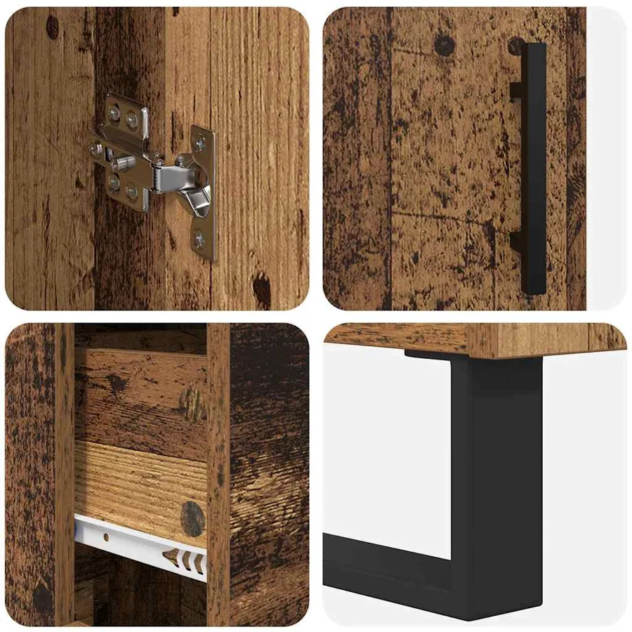 Haut Armoire avec tiroir 2 pcs Bois Ancien 69,5 x 34 x 180 cm - 11