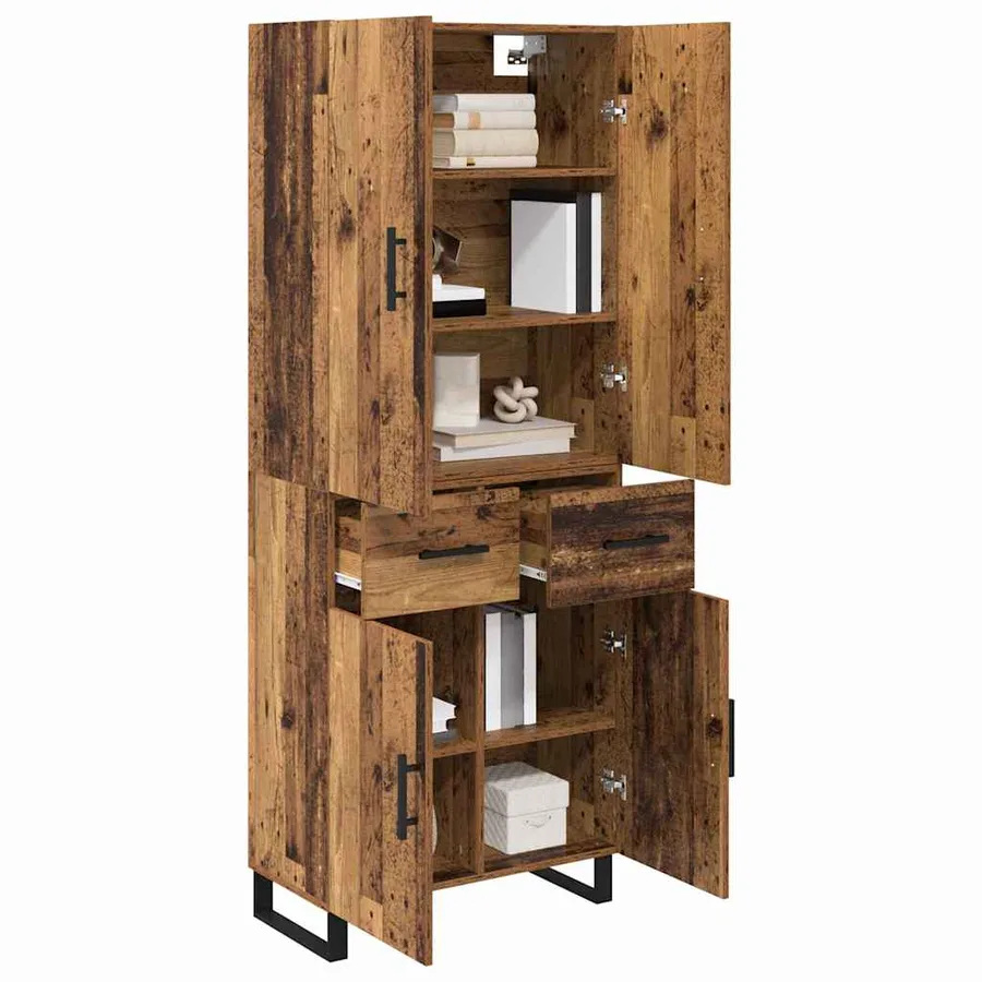 Haut Armoire avec tiroir 2 pcs Bois Ancien 69,5 x 34 x 180 cm - 3