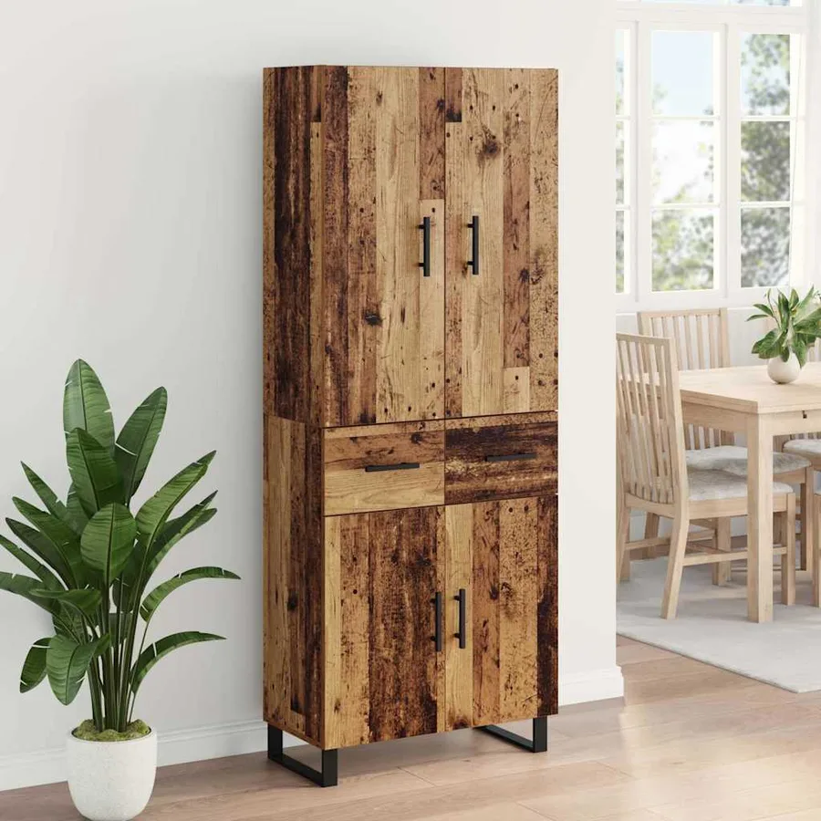 Haut Armoire avec tiroir 2 pcs Bois Ancien 69,5 x 34 x 180 cm - 4