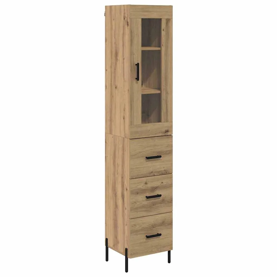 Haut Armoire avec tiroir Chêne artisanal 34,5 x 34 x 180 cm - 2