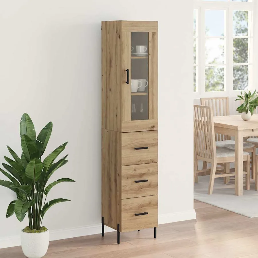 Haut Armoire avec tiroir Chêne artisanal 34,5 x 34 x 180 cm - 4