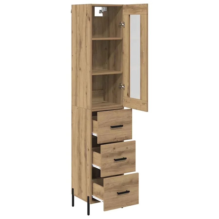Haut Armoire avec tiroir Chêne artisanal 34,5 x 34 x 180 cm - 5