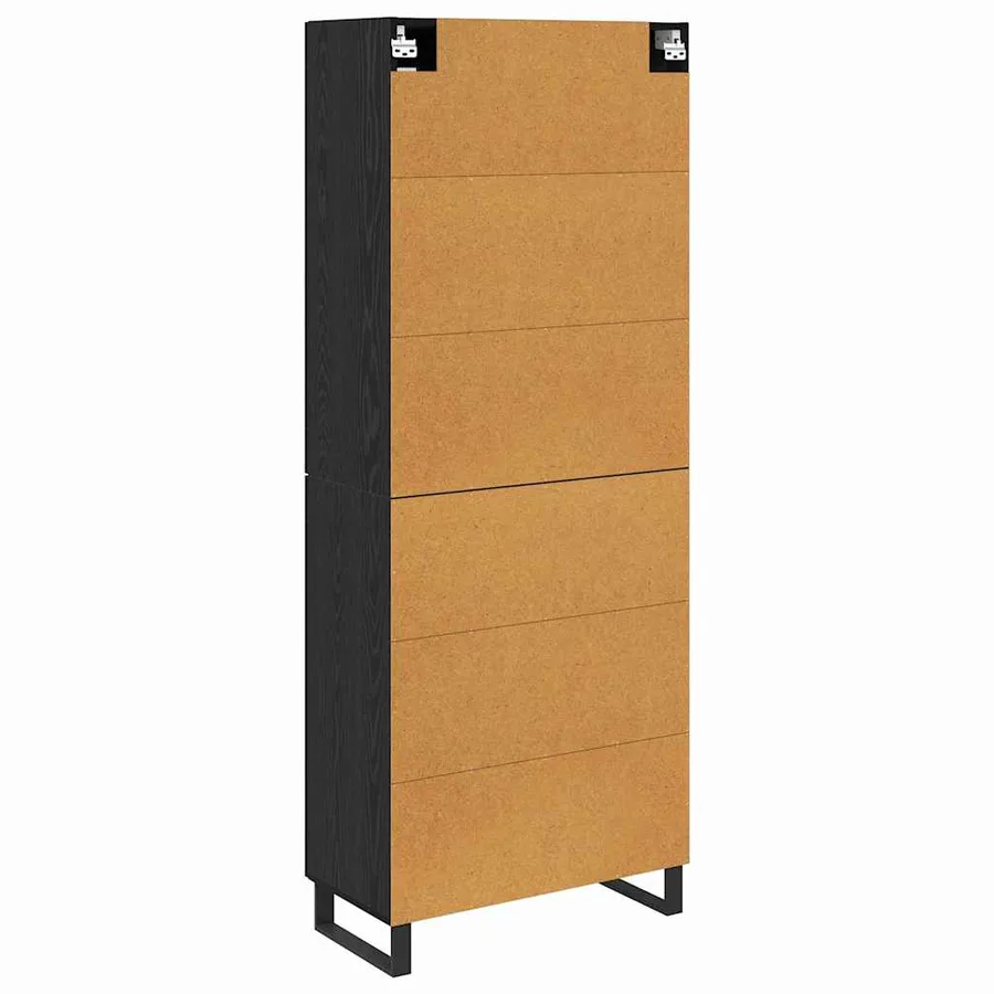 Haut Armoire 2 pcs Chêne noir Bois Aggloméré et Verre - 10