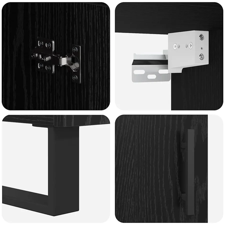 Haut Armoire 2 pcs Chêne noir Bois Aggloméré et Verre - 11