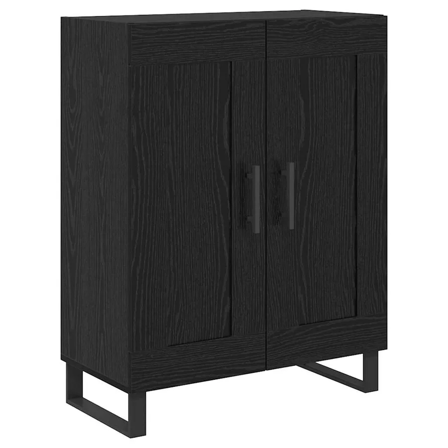Haut Armoire 2 pcs Chêne noir Bois Aggloméré et Verre - 6
